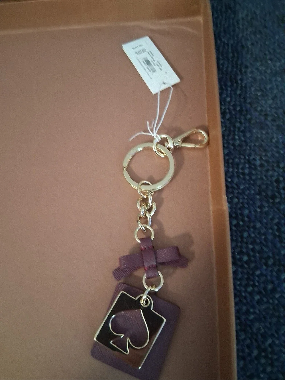 Kate Spade  Plum Leather Key & Card Holder with Bow